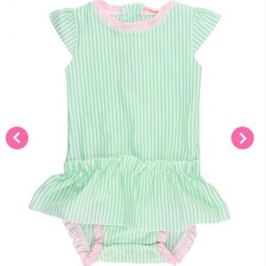 Mint seersucker one piece Ruffle Butts 18-24months